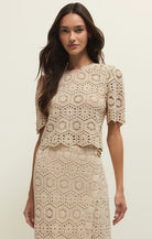 Rose & Lee Co Raquel Top, Natural by Z Supply short sleeve