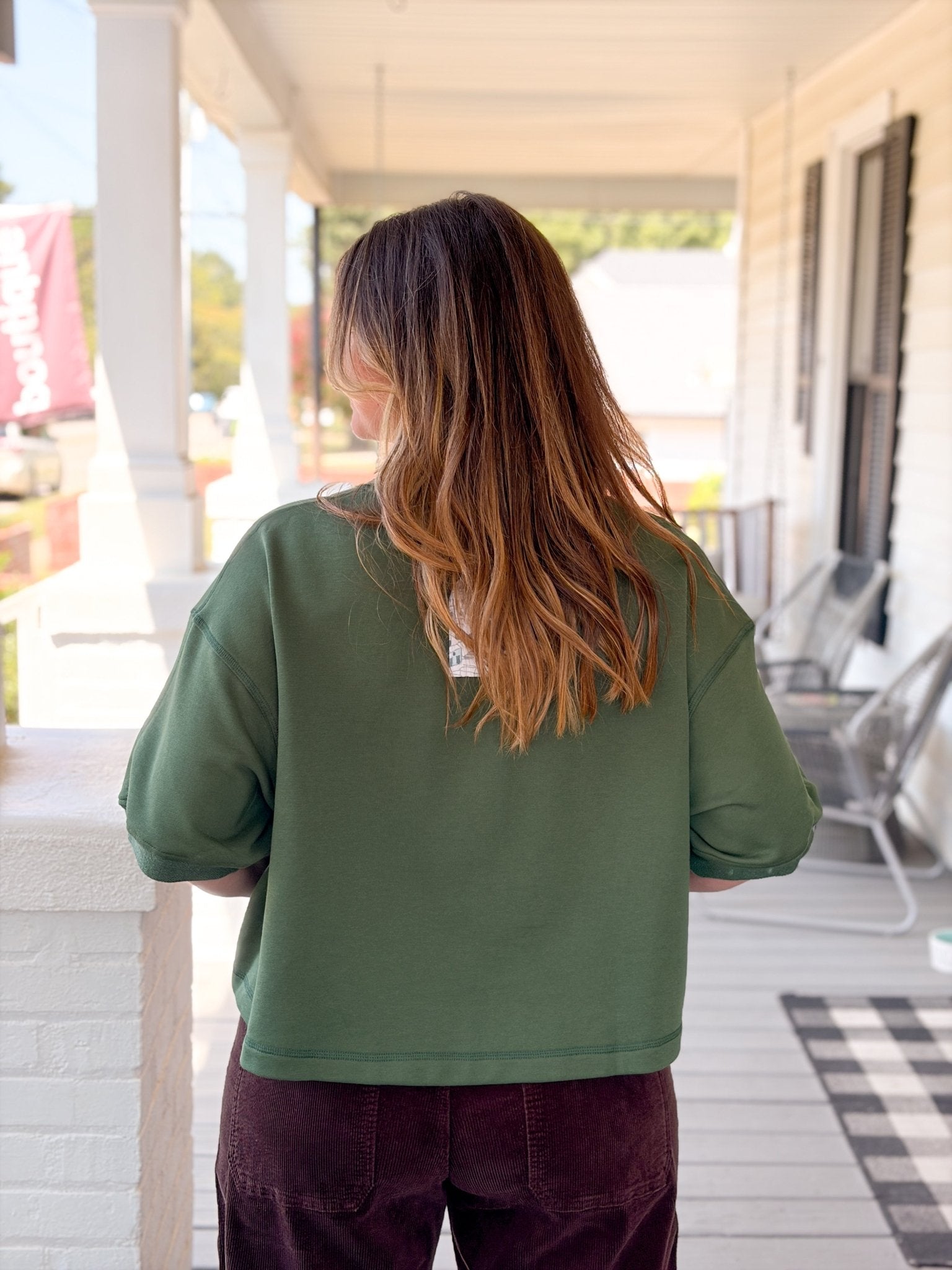 Rose & Lee Co Rayna Top, Sage Dust short sleeve