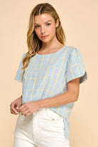 Rose & Lee Co Rayne Top, Blue/Yellow Plaid Work Tops