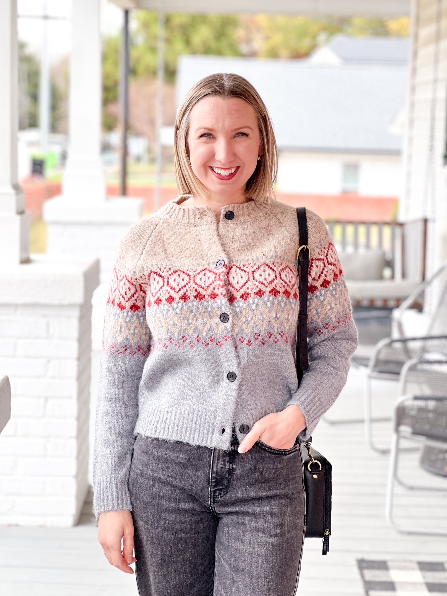 long sleeve cardigan with winter design