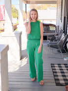 Pants with Green Cherries print