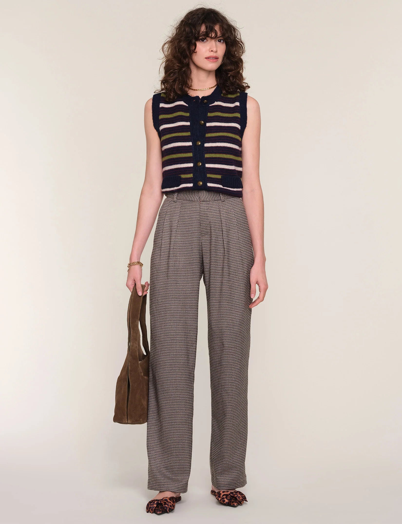 Plaid Printed Wide Leg Pants