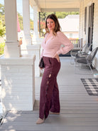 Rose & Lee Co Rhea Pants, Eggplant Pants