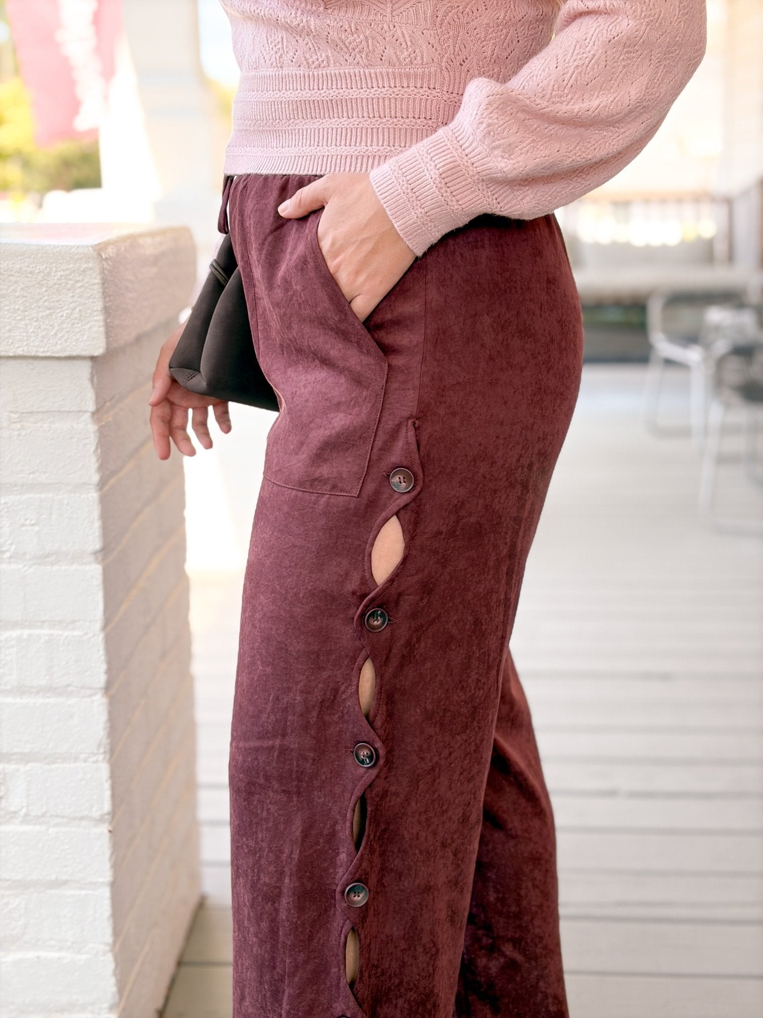 Rose & Lee Co Rhea Pants, Eggplant Pants