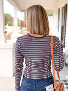Rose & Lee Co The Rib V Neck, Ivy Stripe by Good American Long Sleeve