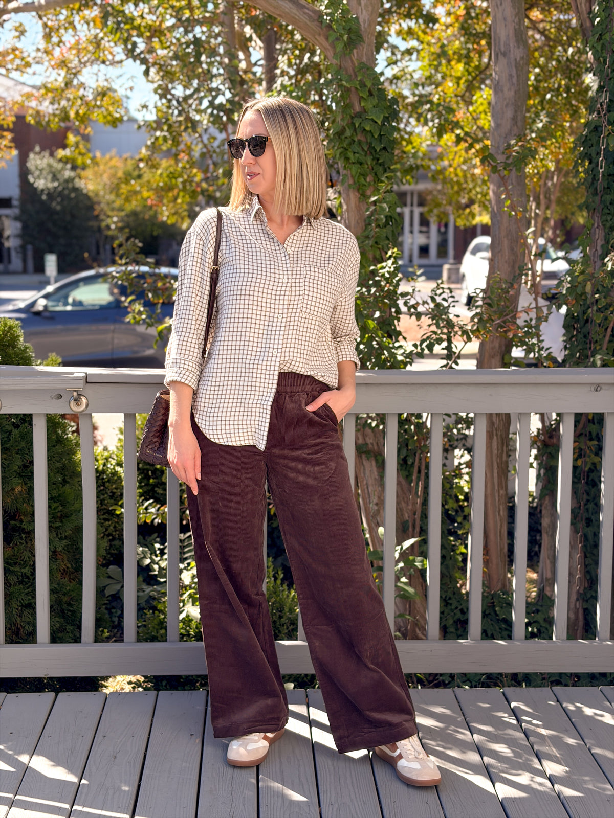 Rose & Lee Co River Plaid Top, Frosted Pearl by Z Supply Long Sleeve