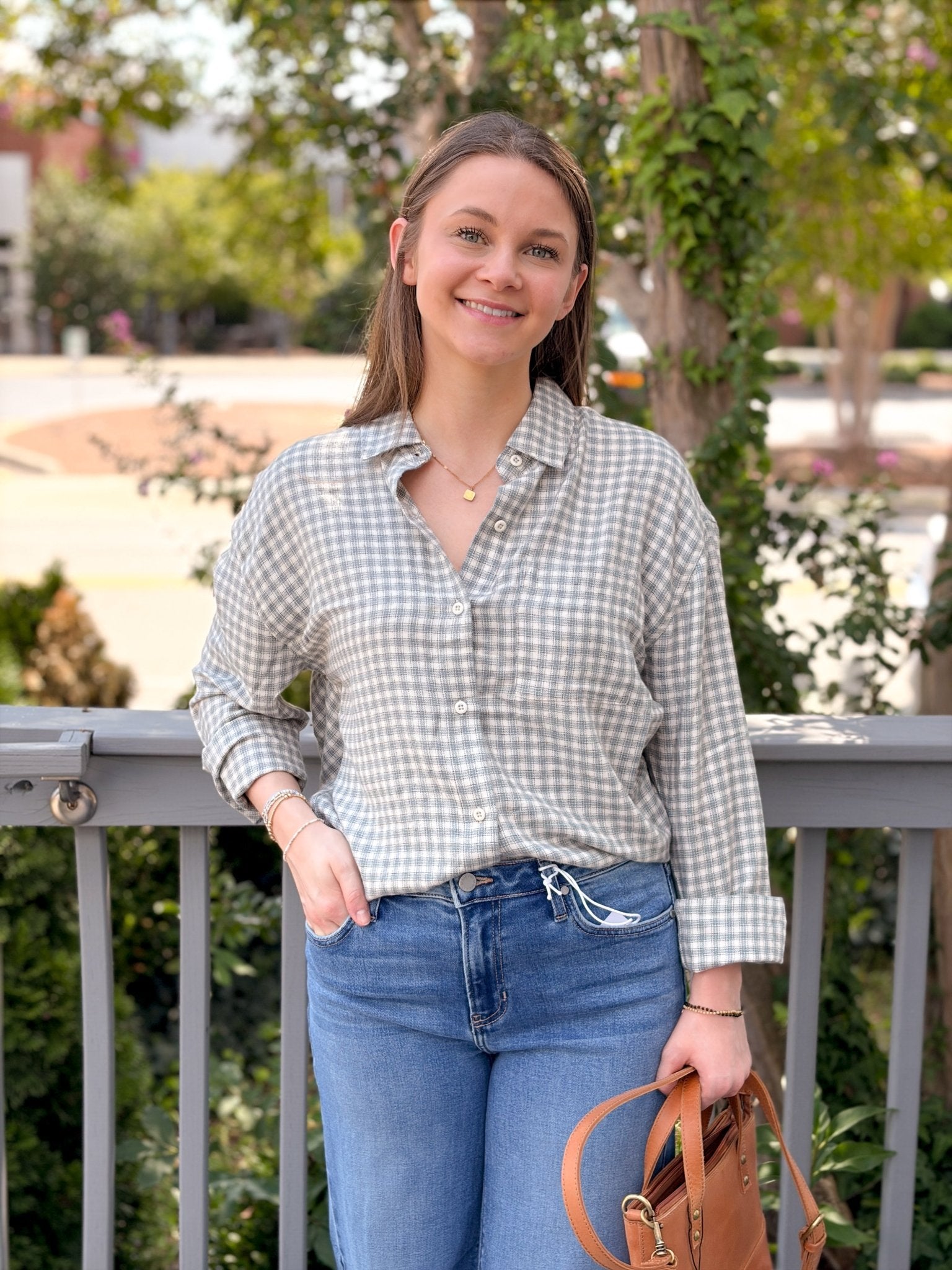Rose & Lee Co River Plaid Top, Emerald Cove by Z Supply Long Sleeve