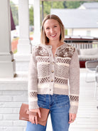 Printed Button Front Long Sleeve Cardigan