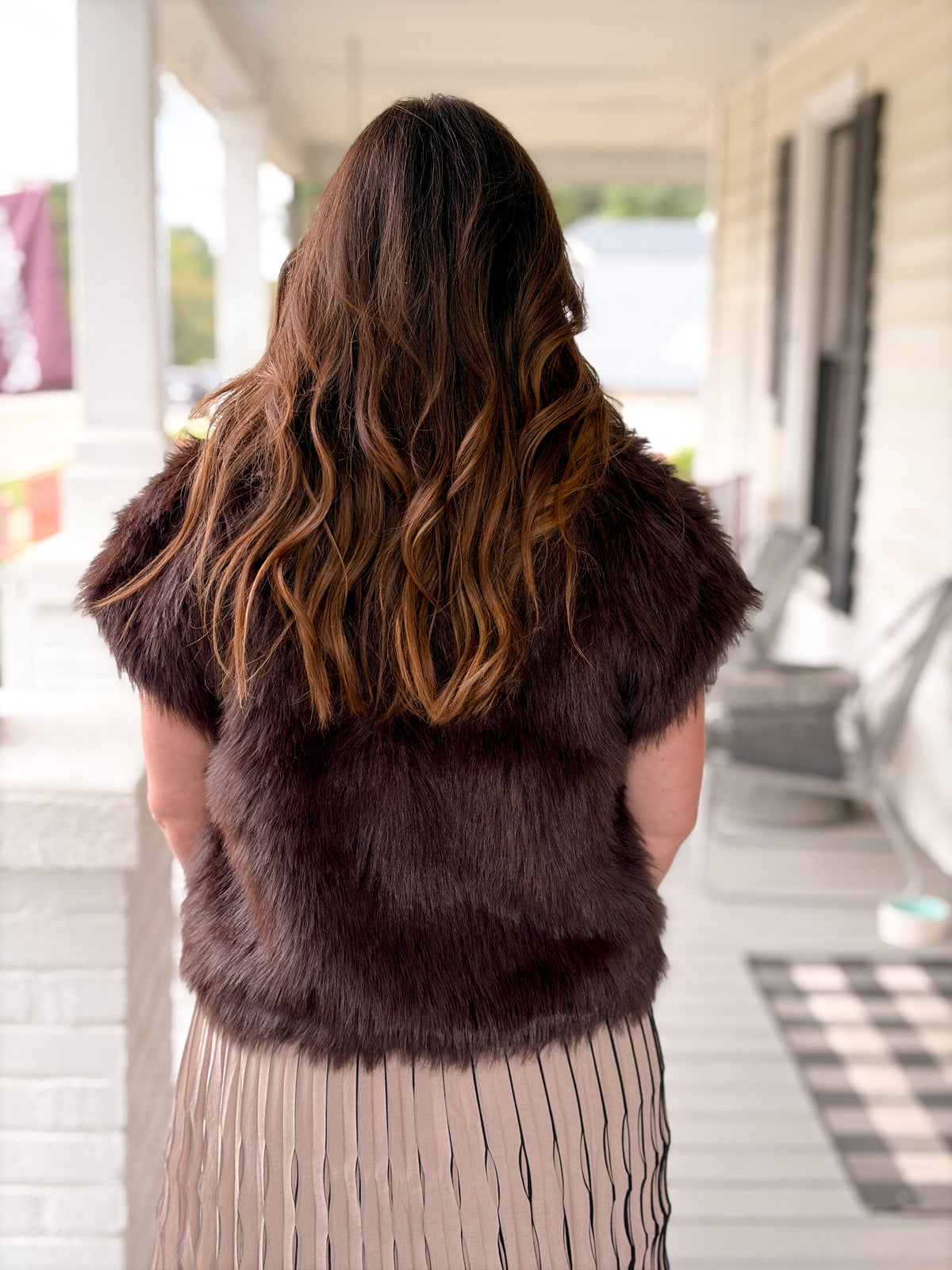 Rose & Lee Co Rosa Fur Vest, Espresso Martini by Sanctuary Jackets