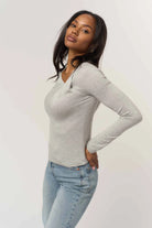 Grey Long Sleeve Asymmetrical Top