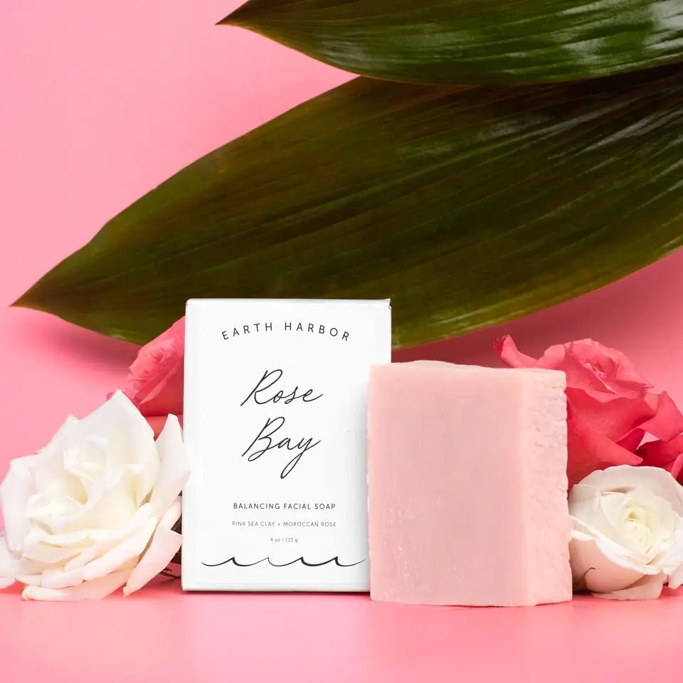 Rose & Lee Co Rose Bay Facial Soap Cleanser, Pink Sea Clay + Coconut Oil Bath & Body