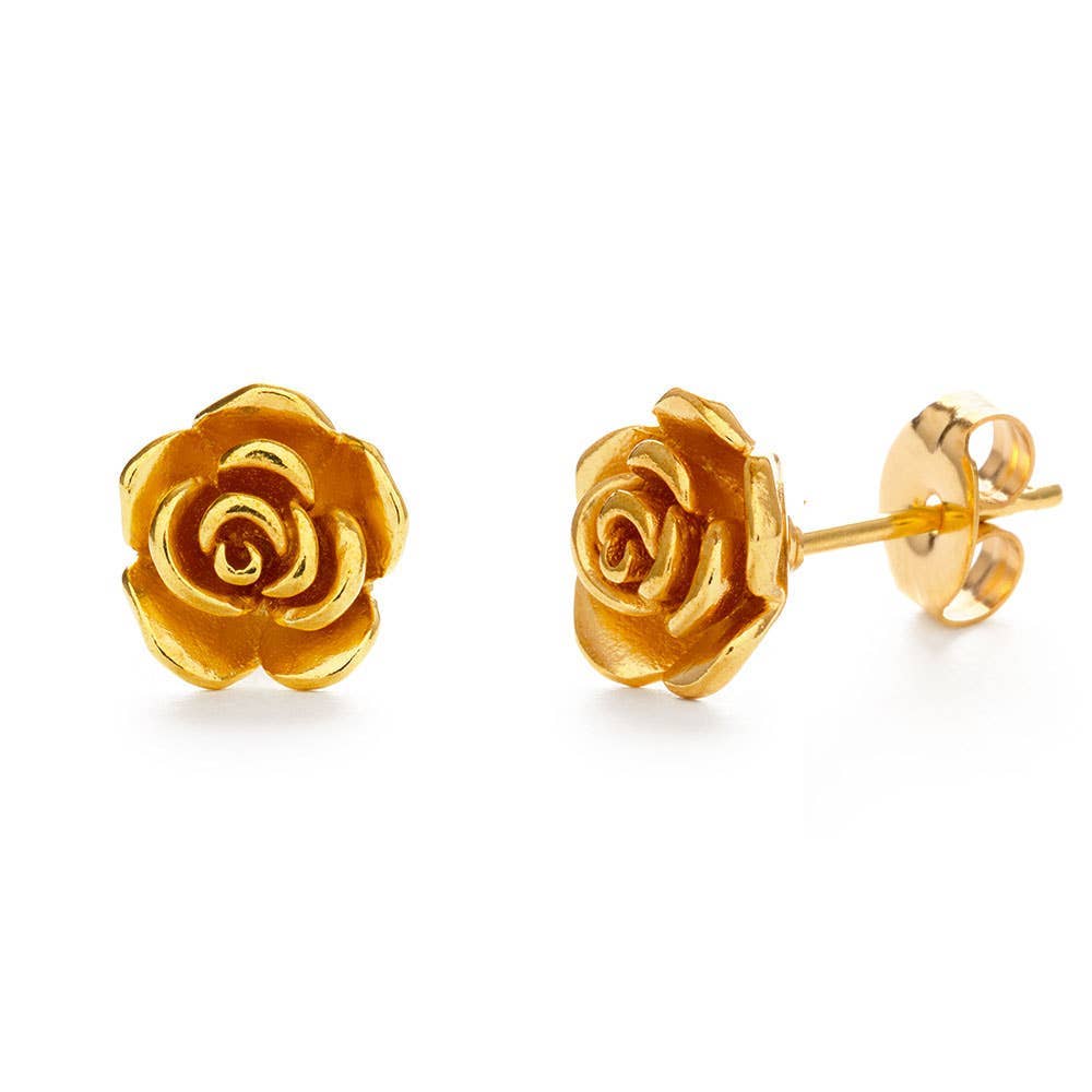 Gold Rose Stud Earrings