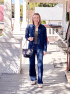 Dark Blue Straight Leg Denim Jeans