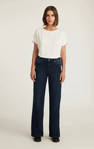 Dark Blue Straight Leg Denim Jeans