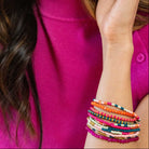 Rose & Lee Co Sage Beaded 10 Strand Bracelets, Rainbow Stripe Bracelets