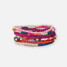 Rose & Lee Co Sage Beaded 10 Strand Bracelets, Rainbow Stripe Bracelets