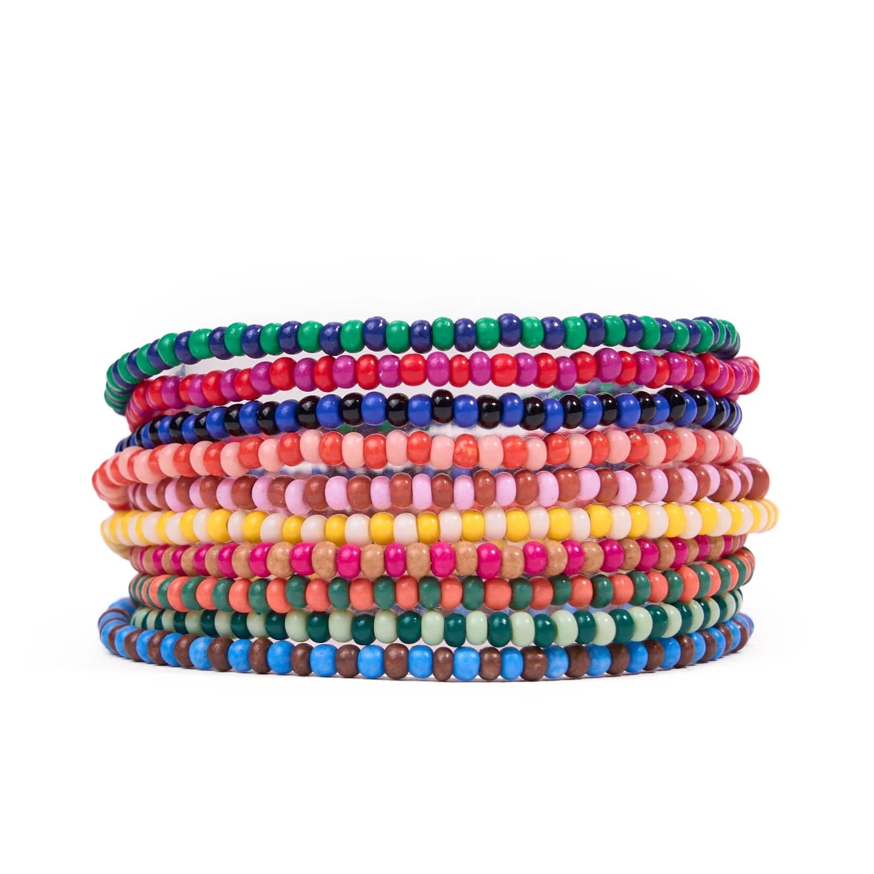Rose & Lee Co Sage Beaded 10 Strand Bracelets, Multi Bracelets