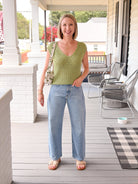 Rose & Lee Co Annabelle Top, Green short sleeve