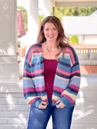 Multi-Colored Striped Long Sleeve Cardigan
