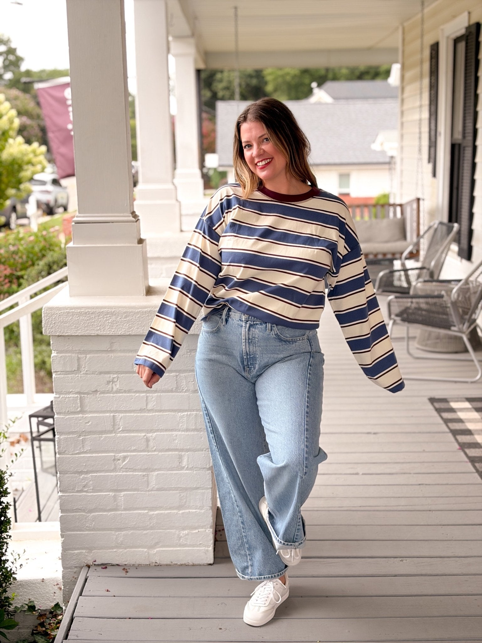 Rose & Lee Co Salinas Top, Cove Stripe Long Sleeve