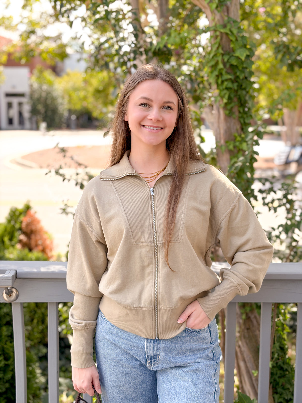 Rose & Lee Co Samara Sweatshirt, Khaki Green Sweatshirt & Hoodies