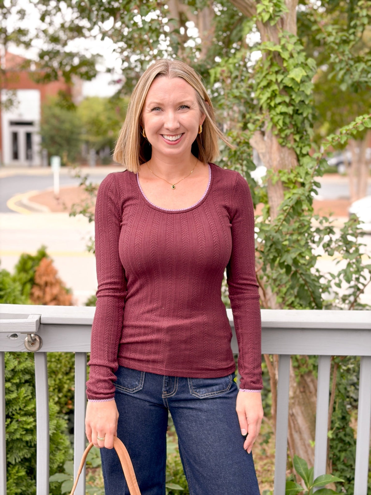 Rose & Lee Co Samira Top, Purple Long Sleeve