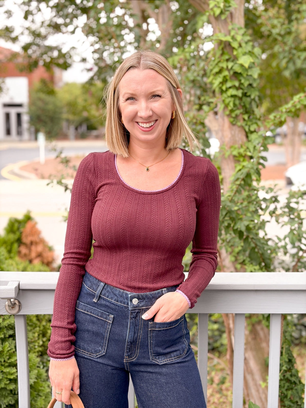 Rose & Lee Co Samira Top, Purple Long Sleeve