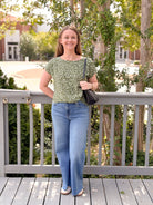 Rose & Lee Co Sandra Top, Olive/Ivory Abstract Work Tops