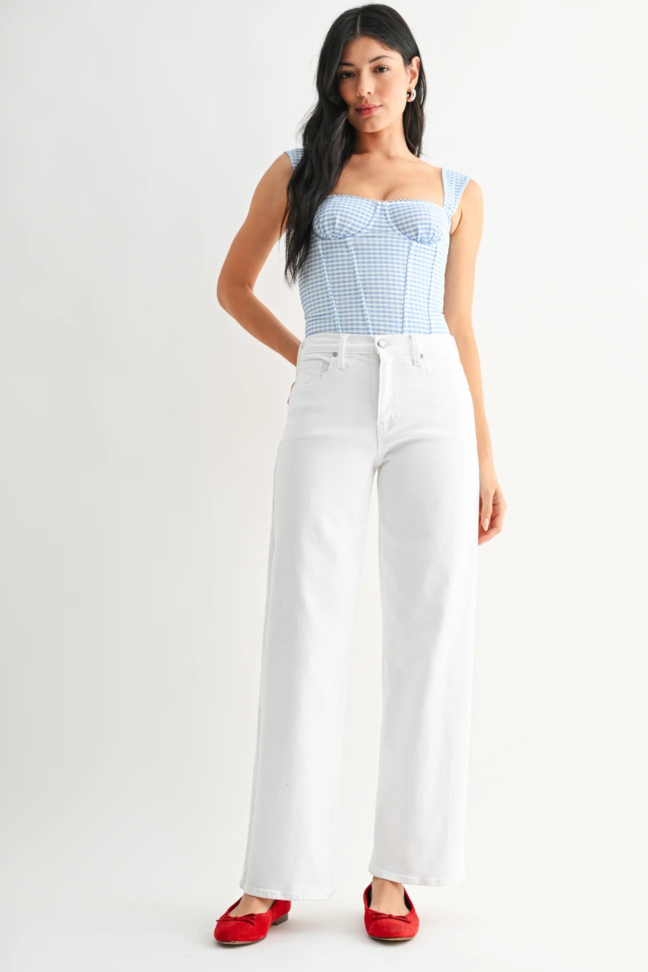 white wide leg denim