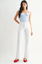white wide leg denim