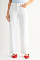 white wide leg denim