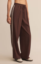 Burgundy Wide Leg Track Pants