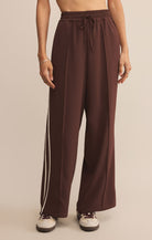 Burgundy Wide Leg Track Pants