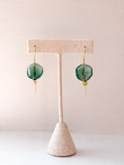 Rose & Lee Co Refined Glass Organic Threader Earrings, Teal/Gold Earrings