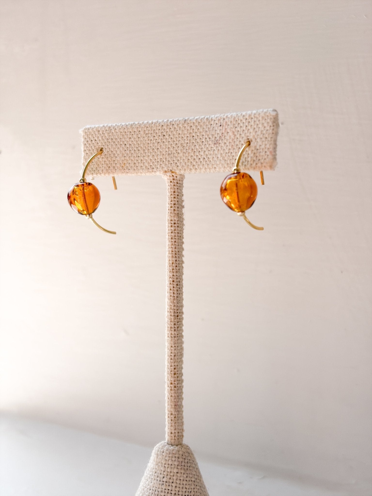 Rose & Lee Co Refined Glass Hoop Earrings, Topaz/Gold Earrings