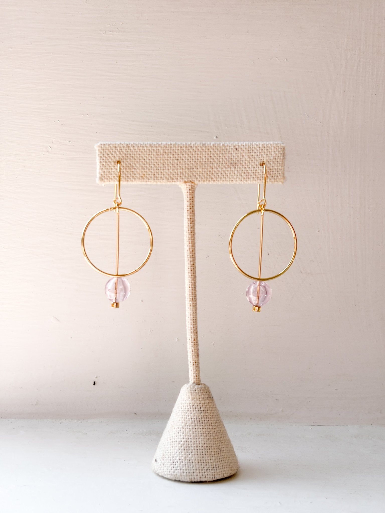 Rose & Lee Co Refined Glass Drop Earrings, Pink/Gold Earrings
