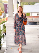 Green Long Sleeve Floral Print Dress