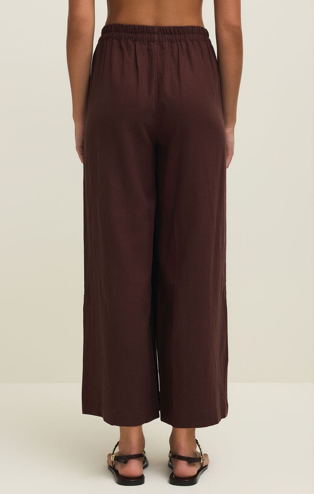 brown wide leg linen pants