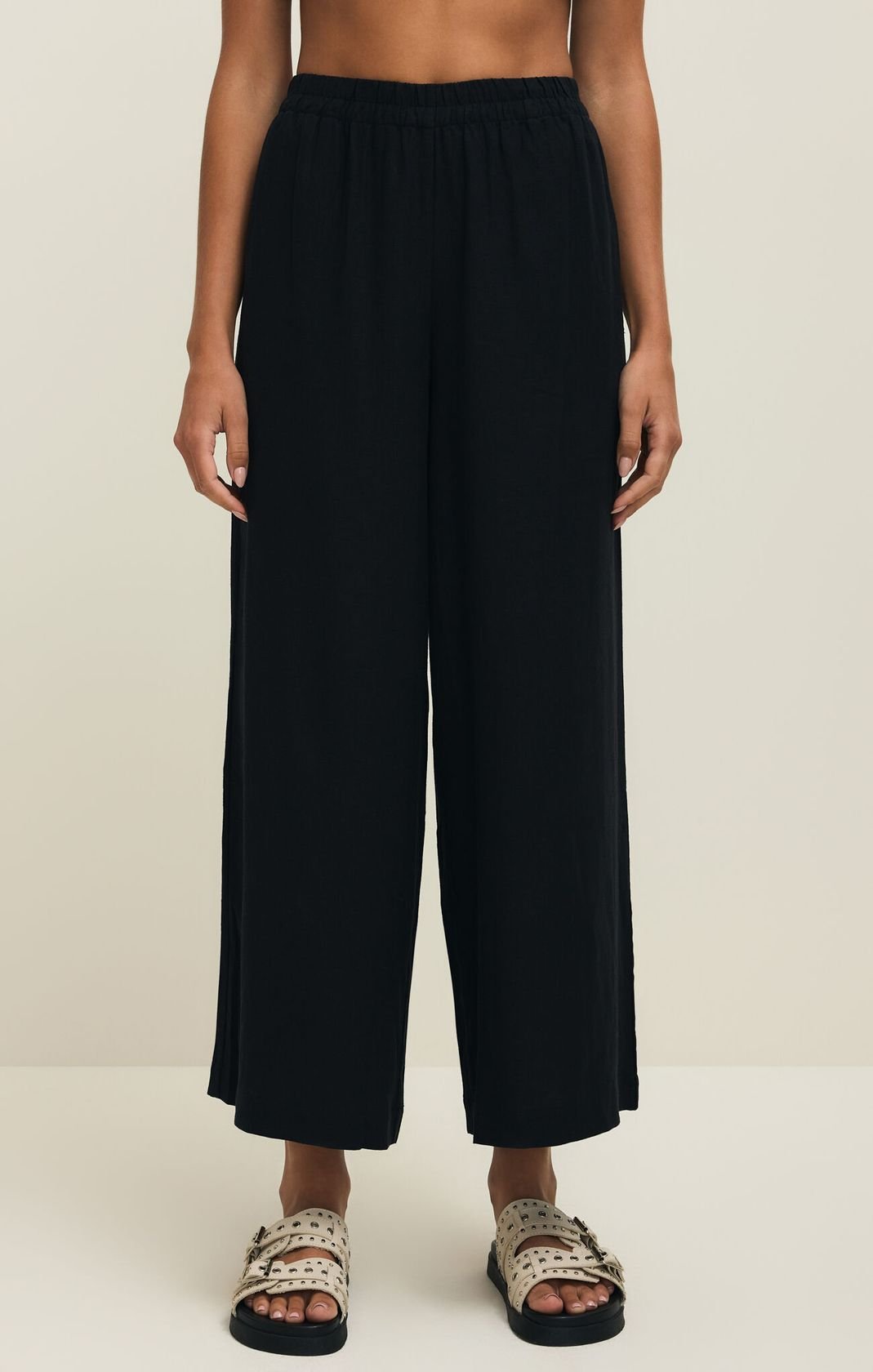 black wide leg linen pants