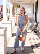Blue Striped Sleeveless Tank