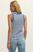 Blue Striped Sleeveless Tank