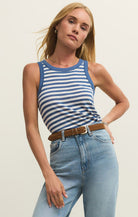 Blue Striped Sleeveless Tank