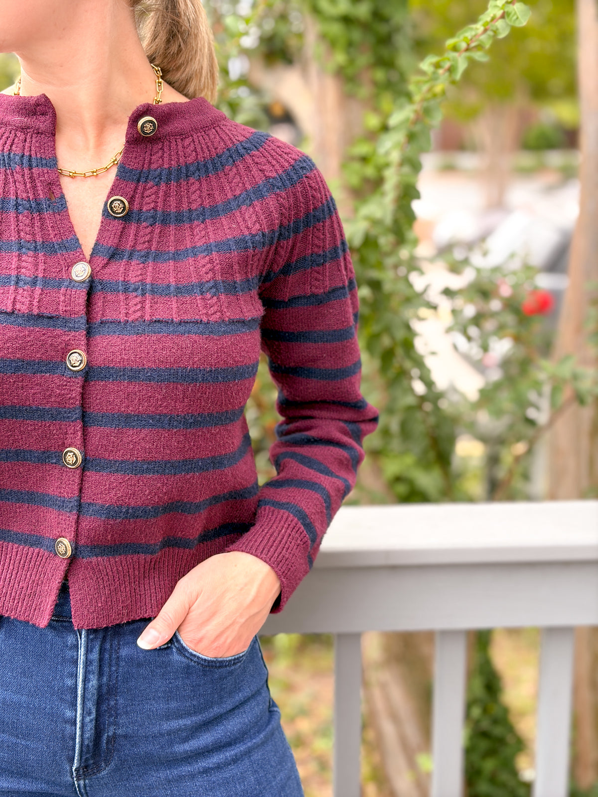 Rose & Lee Co Selene Cardigan, Merlot Cardigan