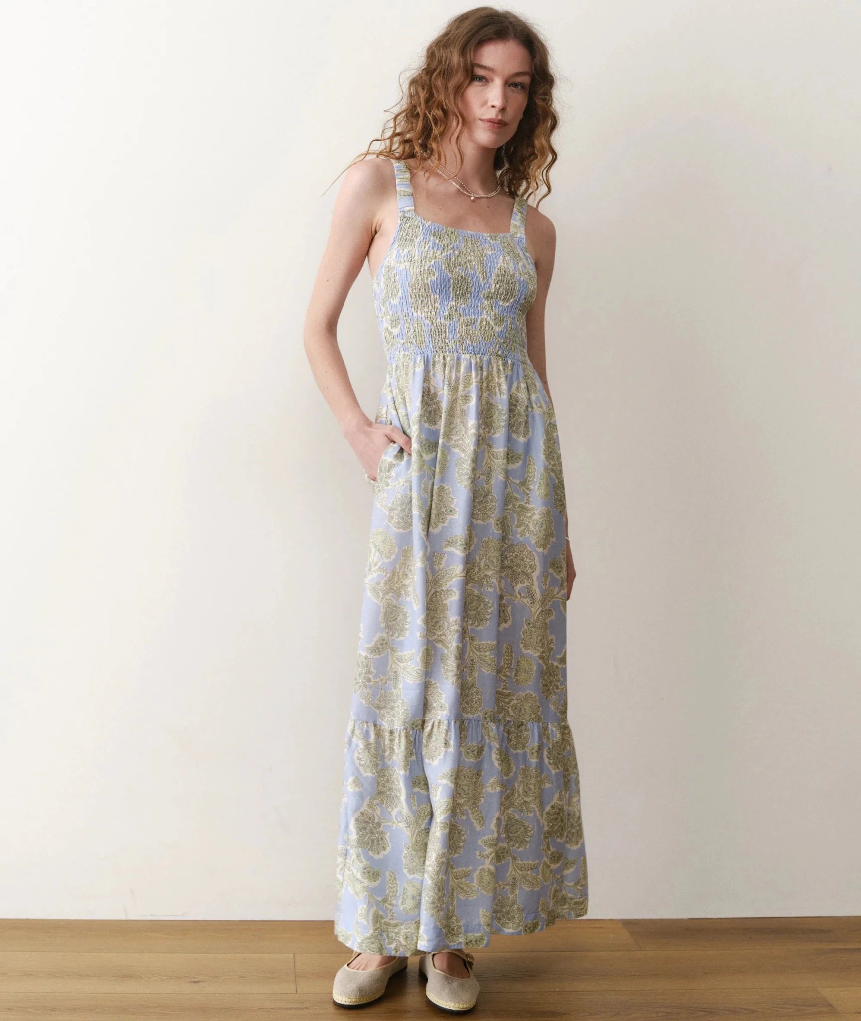 Rose & Lee Co Selene Dress, Blue Floral by Marine Layer Casual Dresses