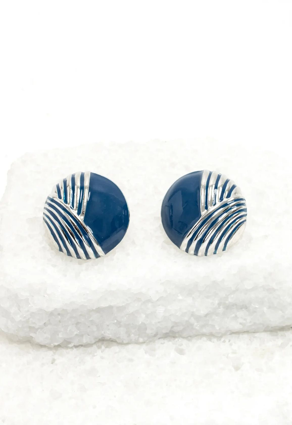 Rose & Lee Co Serenity Wave Earrings, Silver & Cobalt Blue Earrings