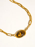 Rose & Lee Co Shay Brown Stone Chain Necklace, 18k Gold Necklaces