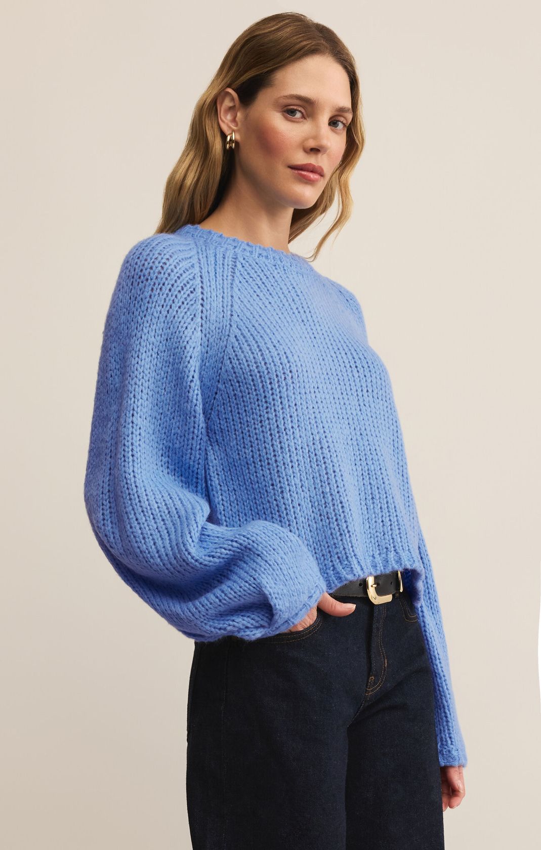 Midweight Long Sleeve Blue Sweater
