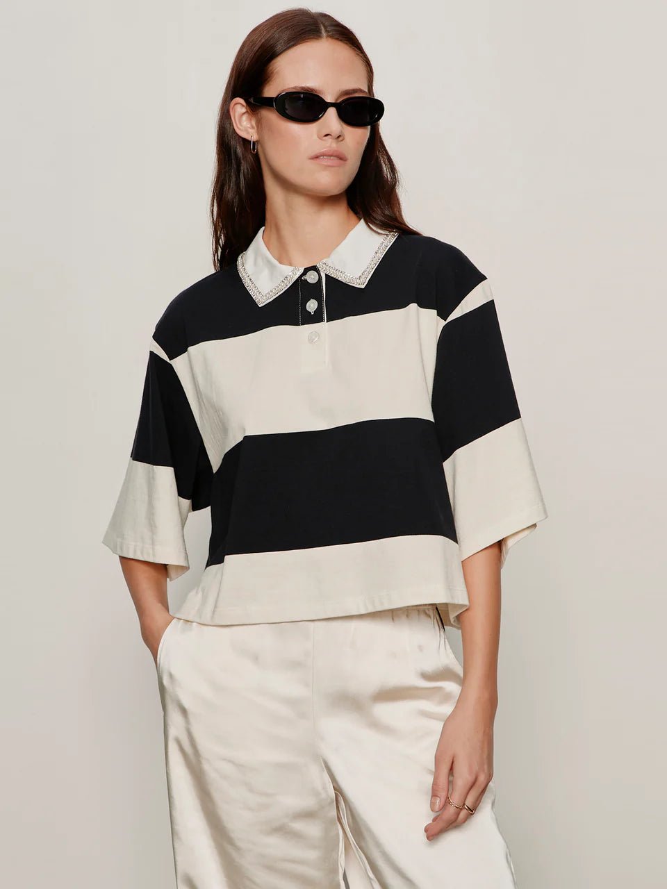 Rose & Lee Co Sheila Top, Collagen/Black Stripe by Sanctuary short sleeve
