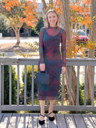 Burgundy/Green Sheer Midi Dress