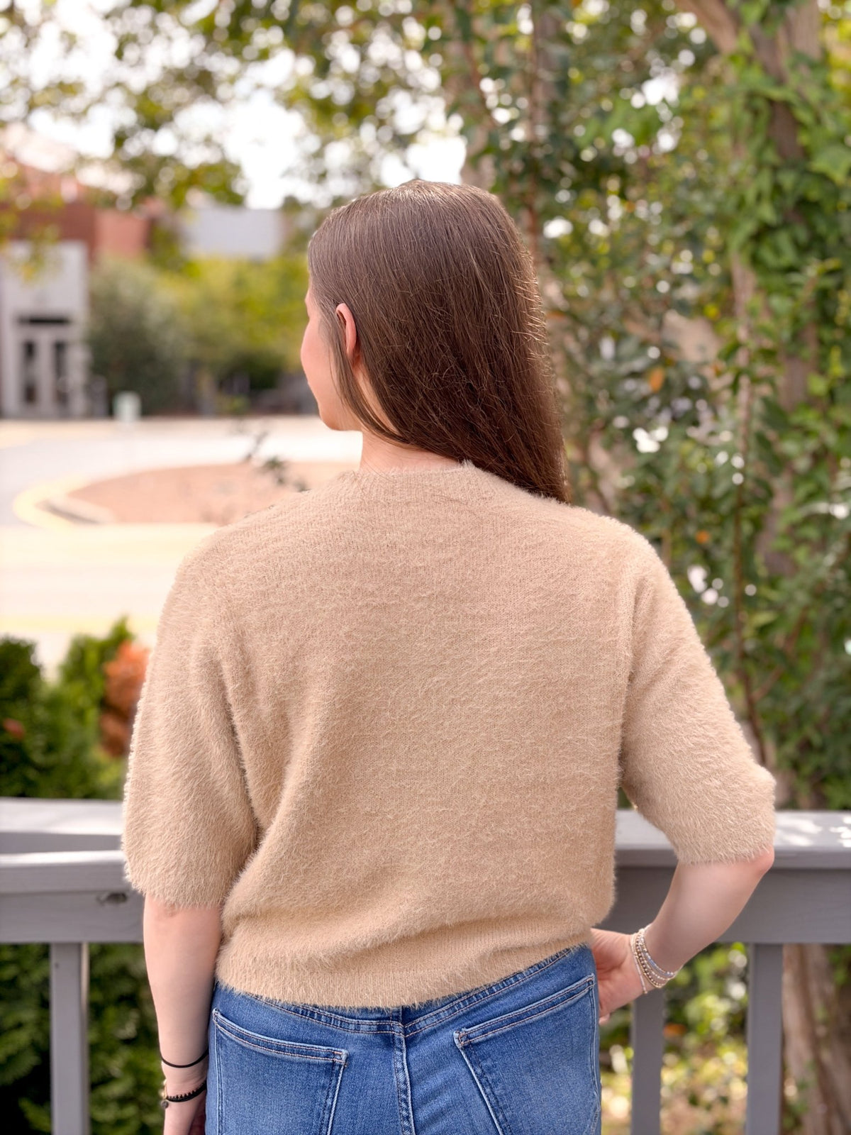 Rose & Lee Co Marilyn Top, Tan short sleeve